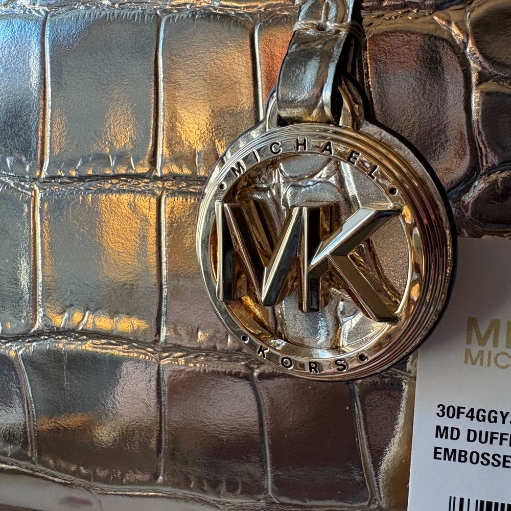 Michael Kors Metallic Gold Embossed Satchel - Picture 3 of 13